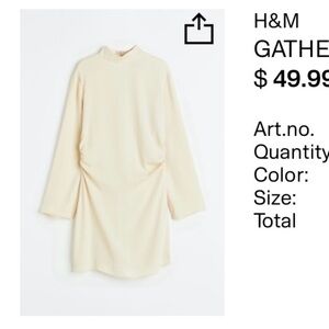 H&M Cream Long Sleeve Dress